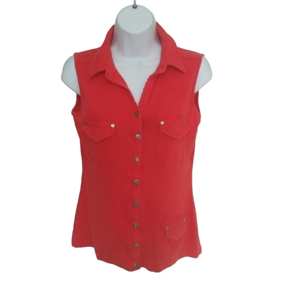 Le Grenier Sleeveless  Work Shirt Red S - Picture 1 of 8